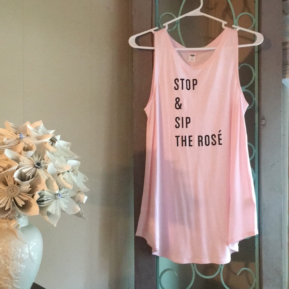 Old Navy Stop and Sip the Rose Tank Top Tunic